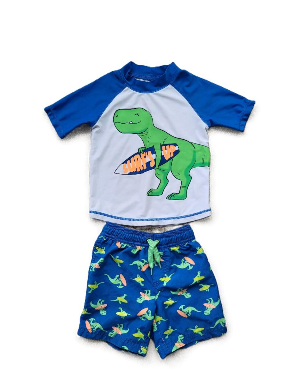 Simple Joys by Carter's Dino Surf Swim Set 3T Boys Rash Guard & Swim Trunks